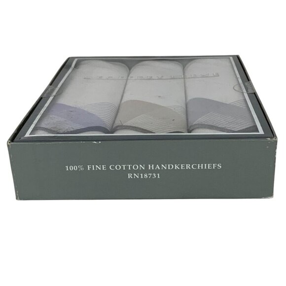 Geoffrey Beene 100% Fine Cotton Handkerchiefs Set Of 3 In Gift Box New - Picture 2 of 3